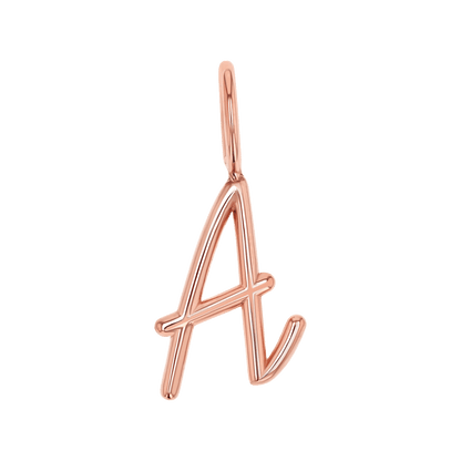 Solid Script Letter Charm - Lotus Diamond
