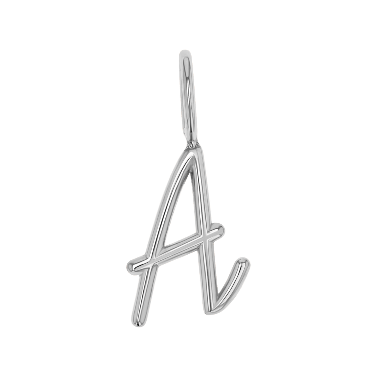 Solid Script Letter Charm - Lotus Diamond