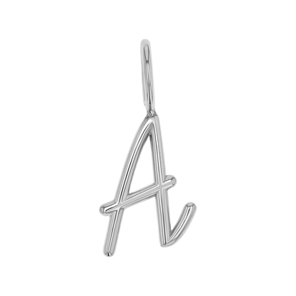 Solid Script Letter Charm - Lotus Diamond