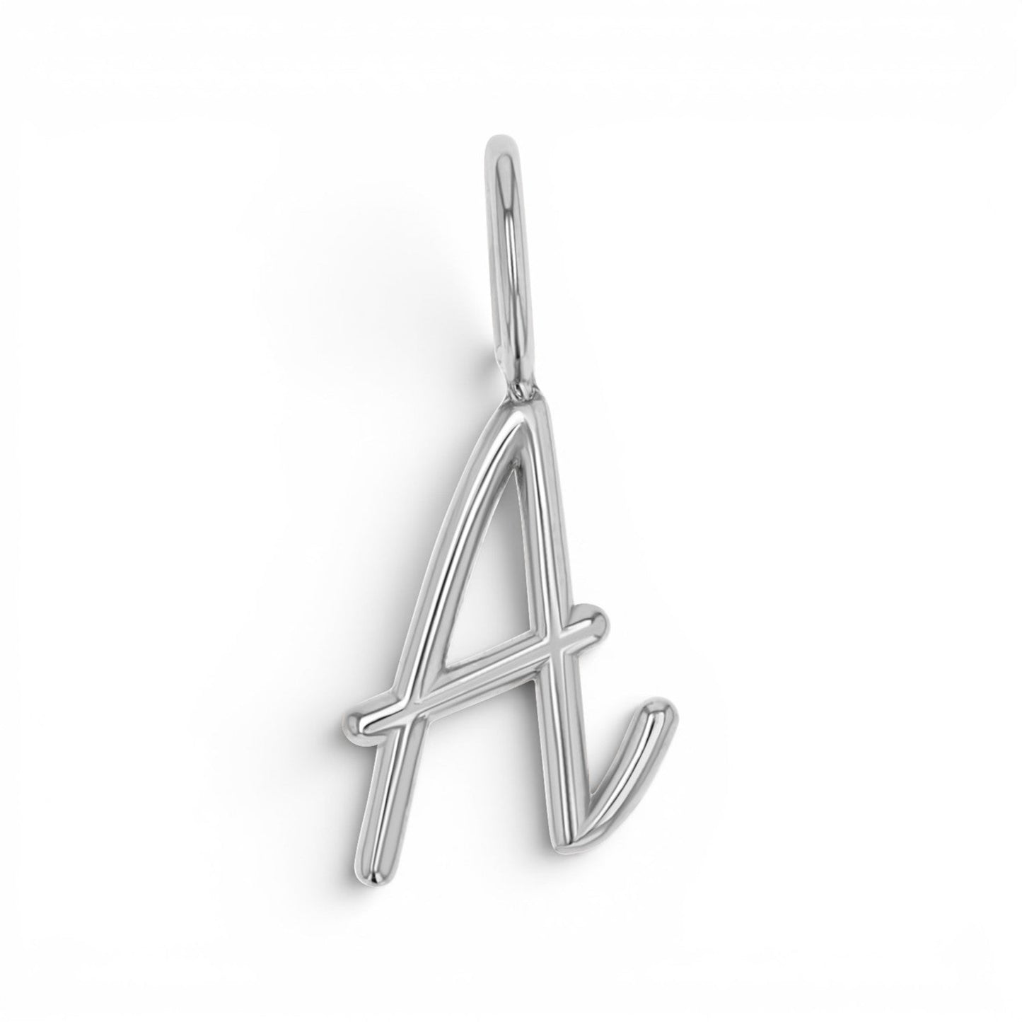 Solid Script Letter Charm - Lotus Diamond