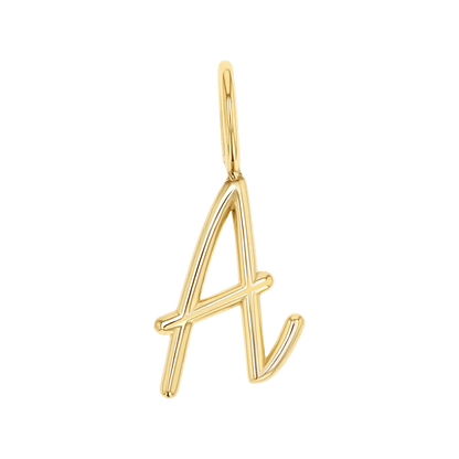 Solid Script Letter Charm - Lotus Diamond