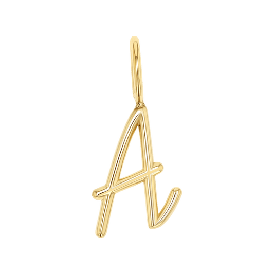 Solid Script Letter Charm - Lotus Diamond