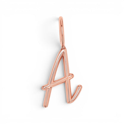 Solid Script Letter Charm - Lotus Diamond