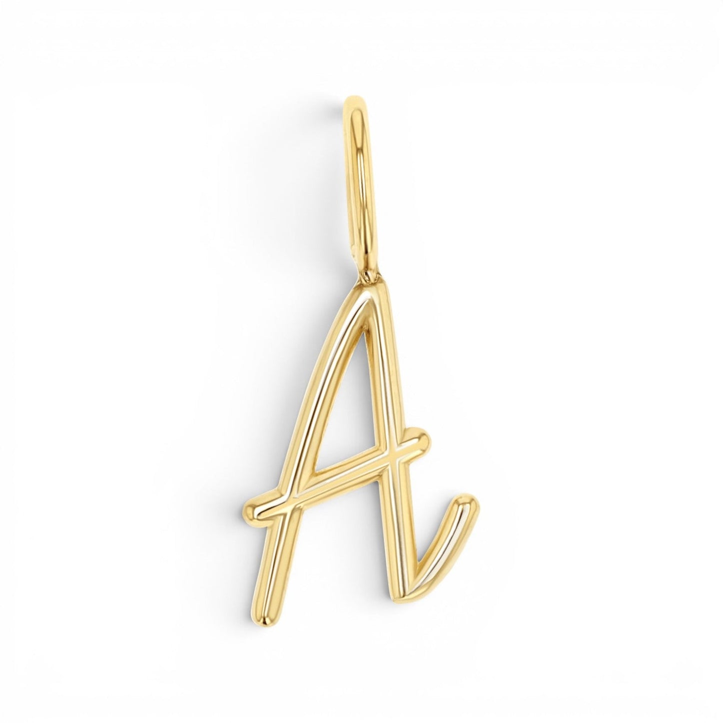 Solid Script Letter Charm - Lotus Diamond