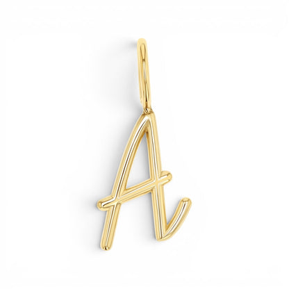 Solid Script Letter Charm - Lotus Diamond