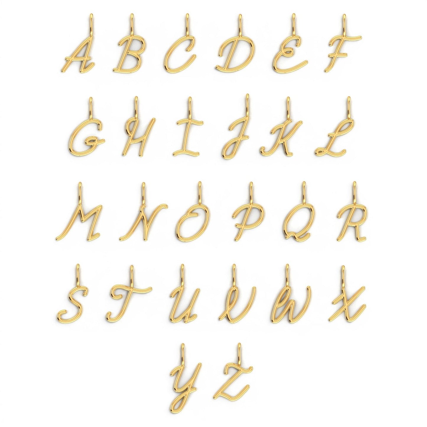 Solid Script Letter Charm - Lotus Diamond