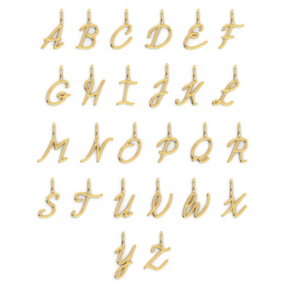 Solid Script Letter Charm - Lotus Diamond
