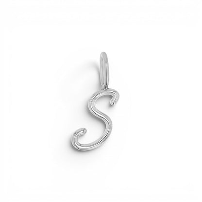 Solid Script Letter Charm - Lotus Diamond