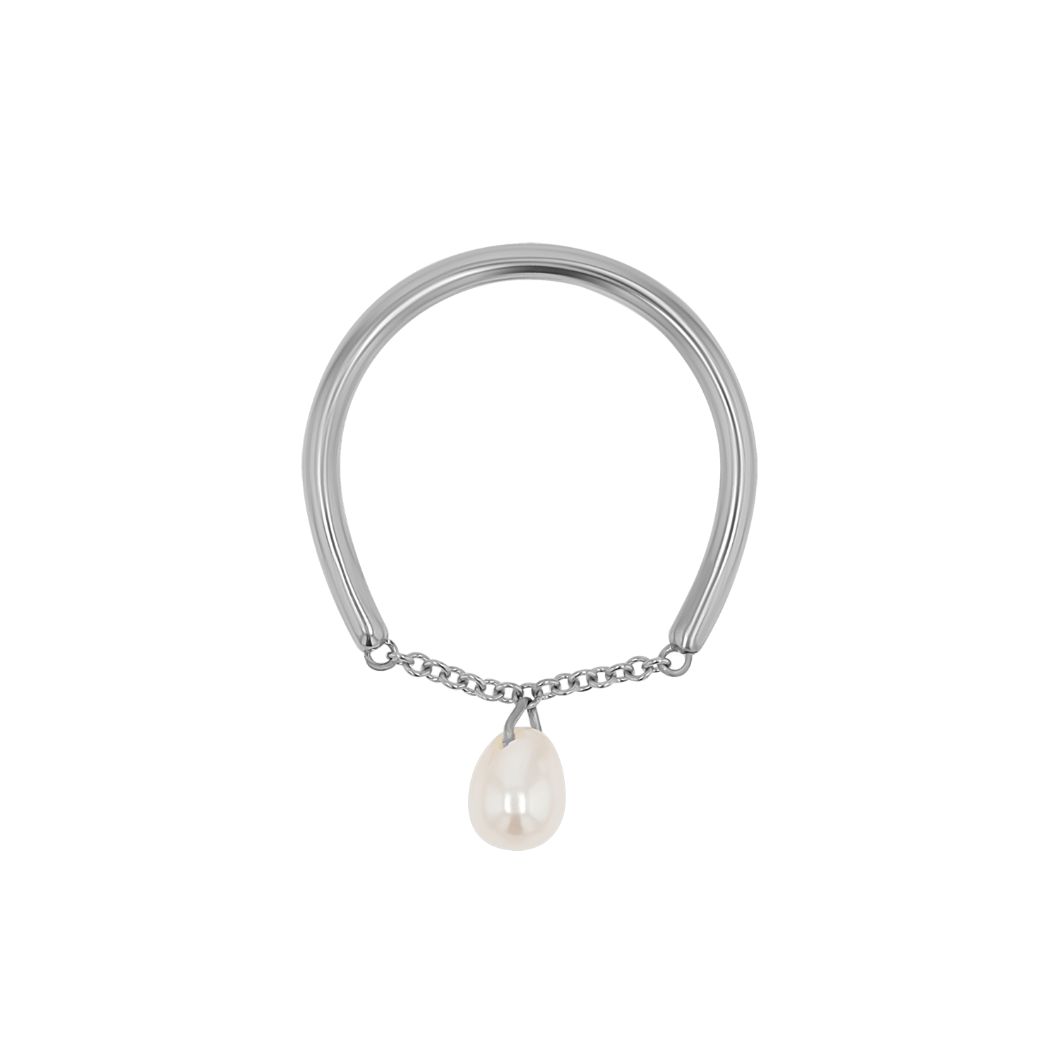 Solitaire Pearl Drop Chain Ring - Lotus Diamond