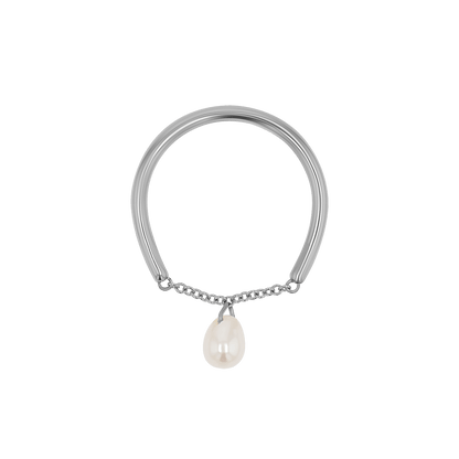 Solitaire Pearl Drop Chain Ring - Lotus Diamond