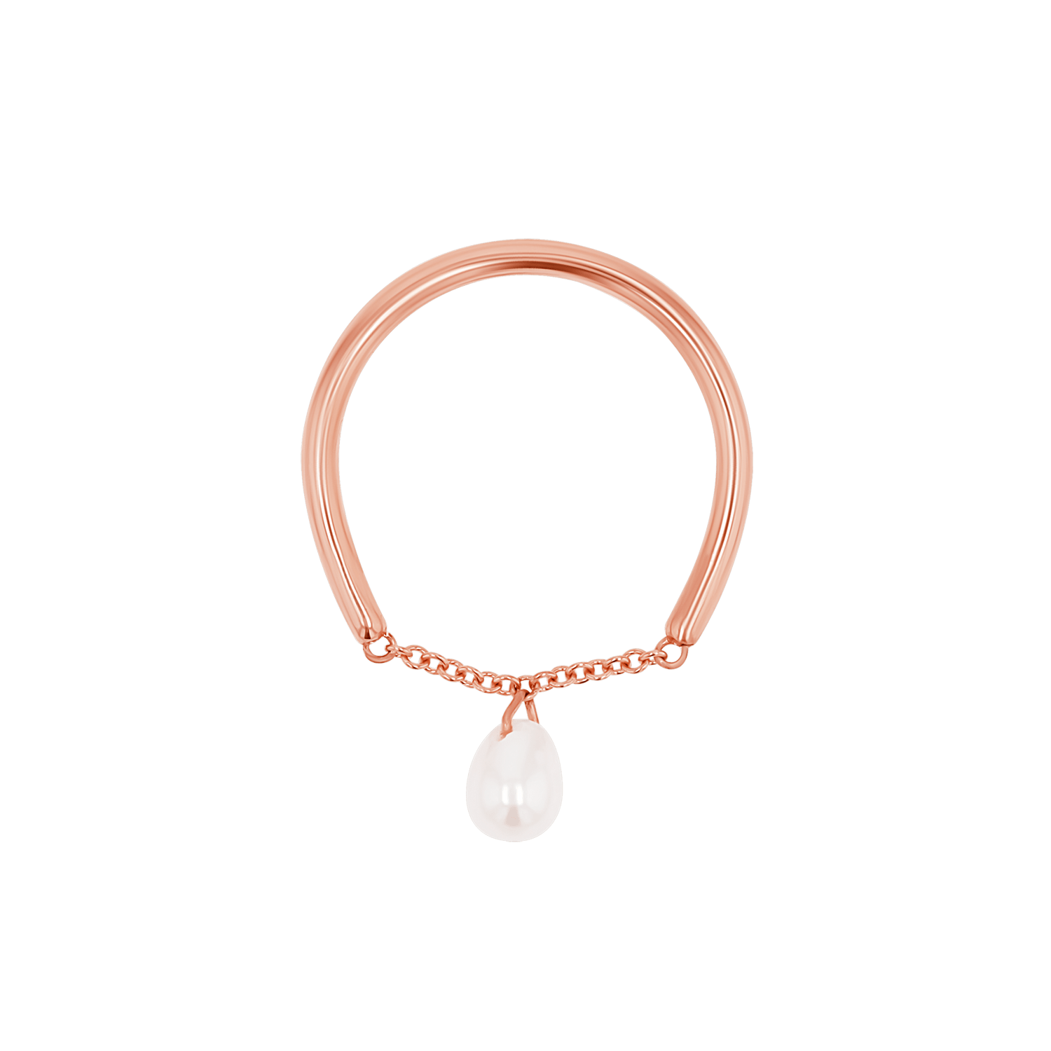 Solitaire Pearl Drop Chain Ring - Lotus Diamond