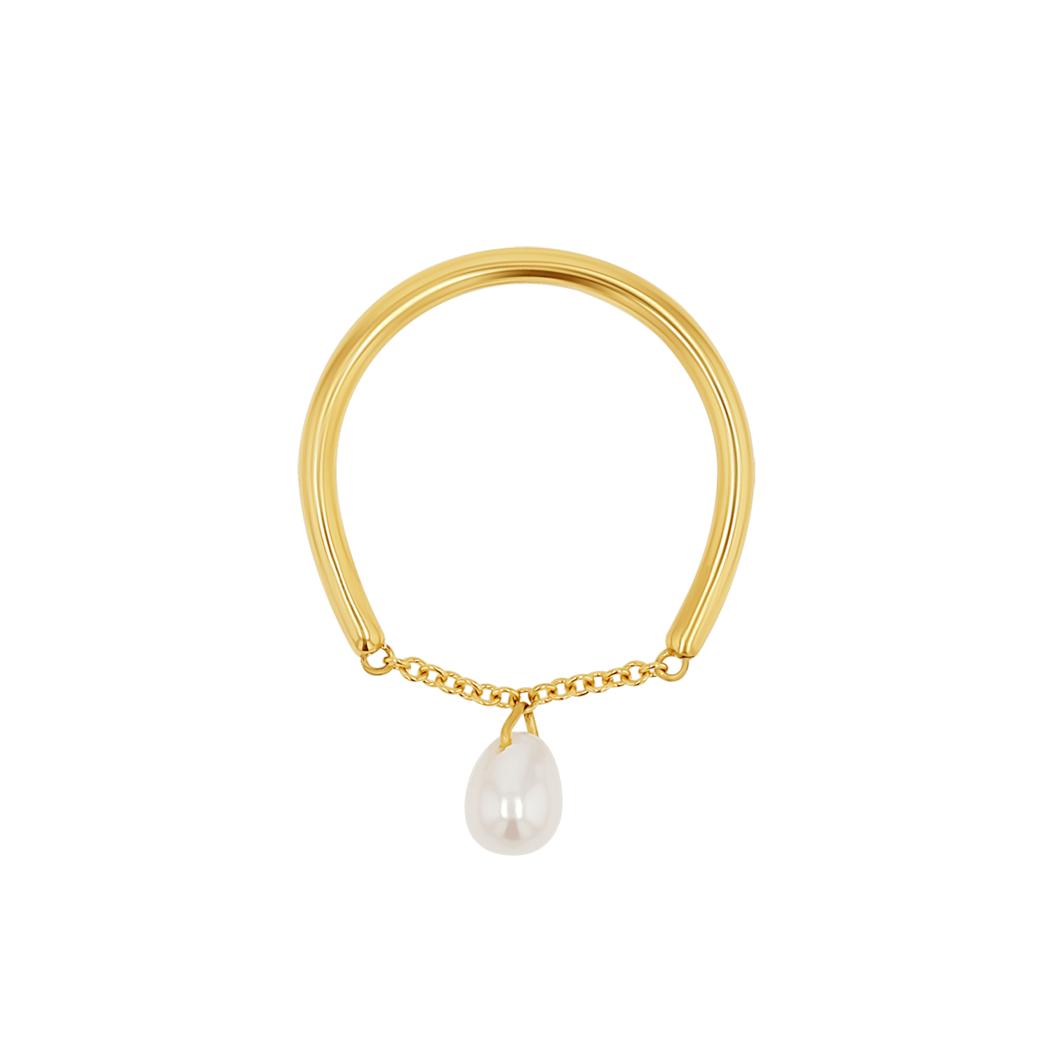 Solitaire Pearl Drop Chain Ring - Lotus Diamond