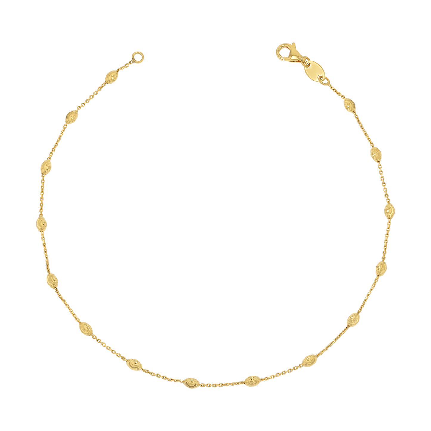 Spaced Mooncut Bead Anklet - Lotus Diamond