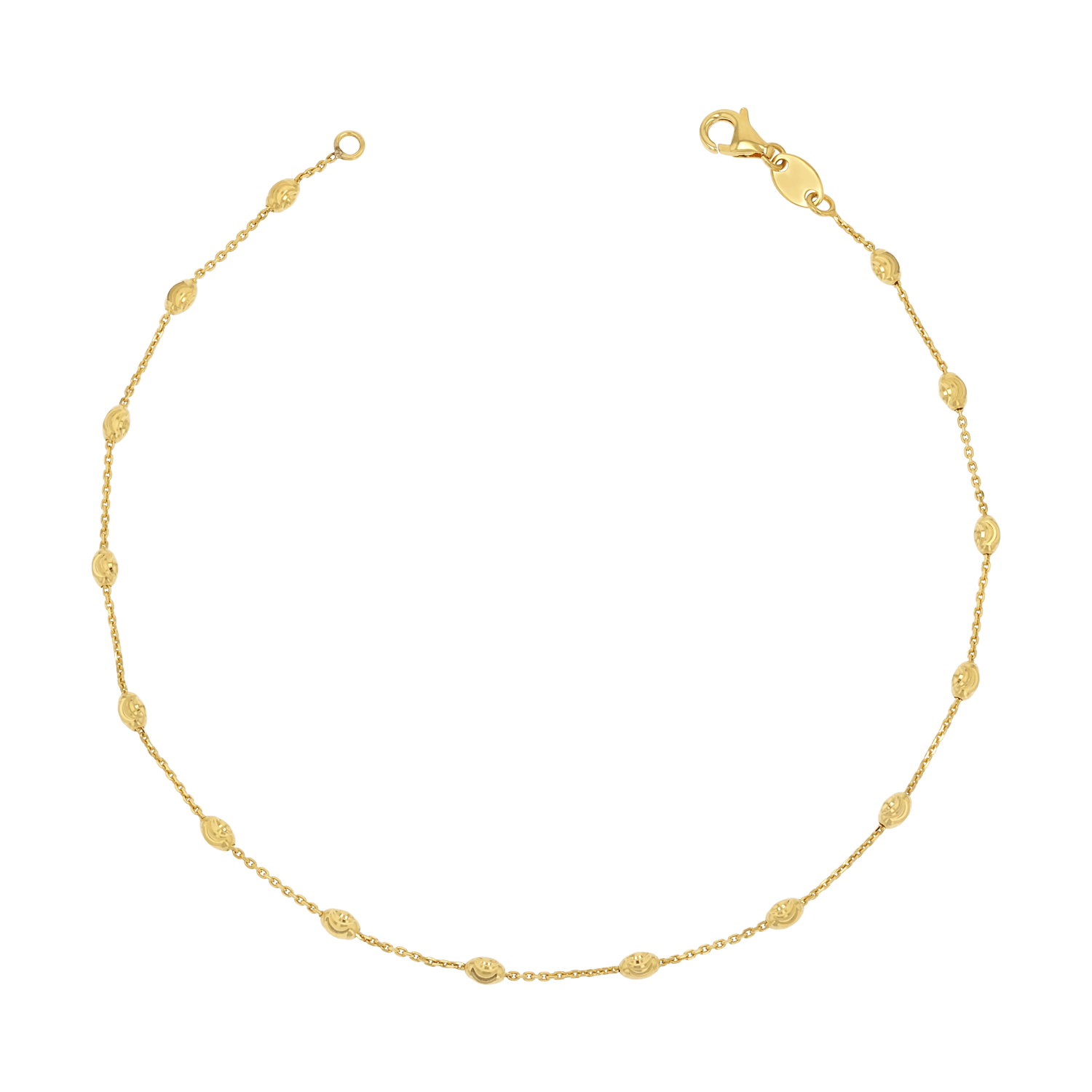 Spaced Mooncut Bead Anklet - Lotus Diamond