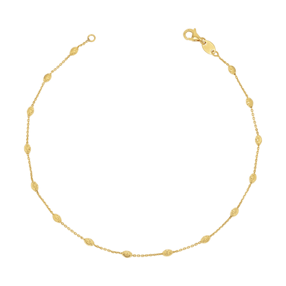 Spaced Mooncut Bead Anklet - Lotus Diamond