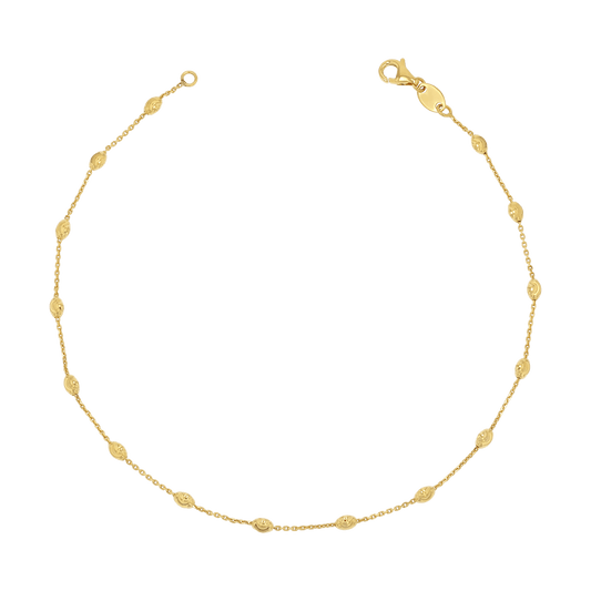 Spaced Mooncut Bead Anklet - Lotus Diamond