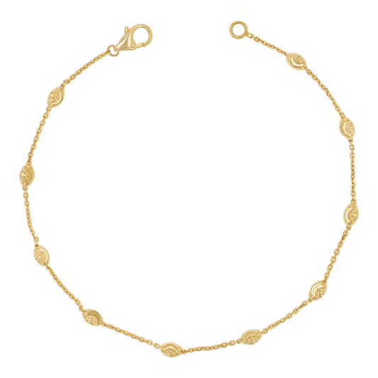 Spaced Mooncut Bead Bracelet - Lotus Diamond