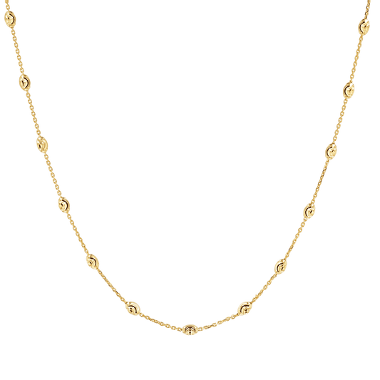 Spaced Mooncut Bead Necklace - Lotus Diamond