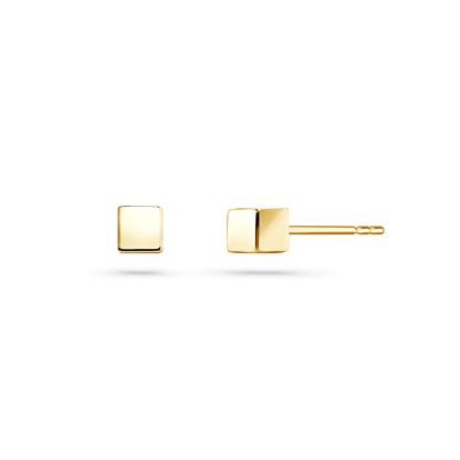 Square Block Stud Earrings - Lotus Diamond