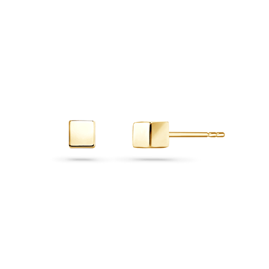 Square Block Stud Earrings - Lotus Diamond