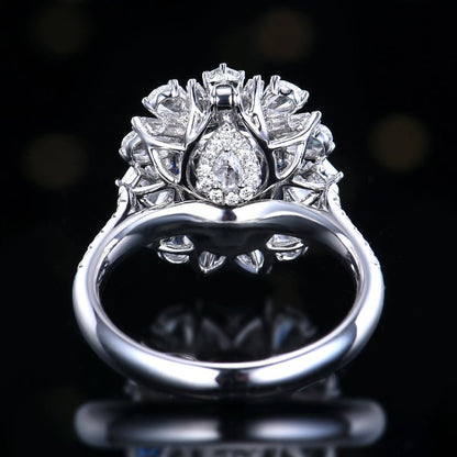 Sri Lanka Natural no - burn Royal Blue Sapphire Ring - Style A - Lotus Diamond