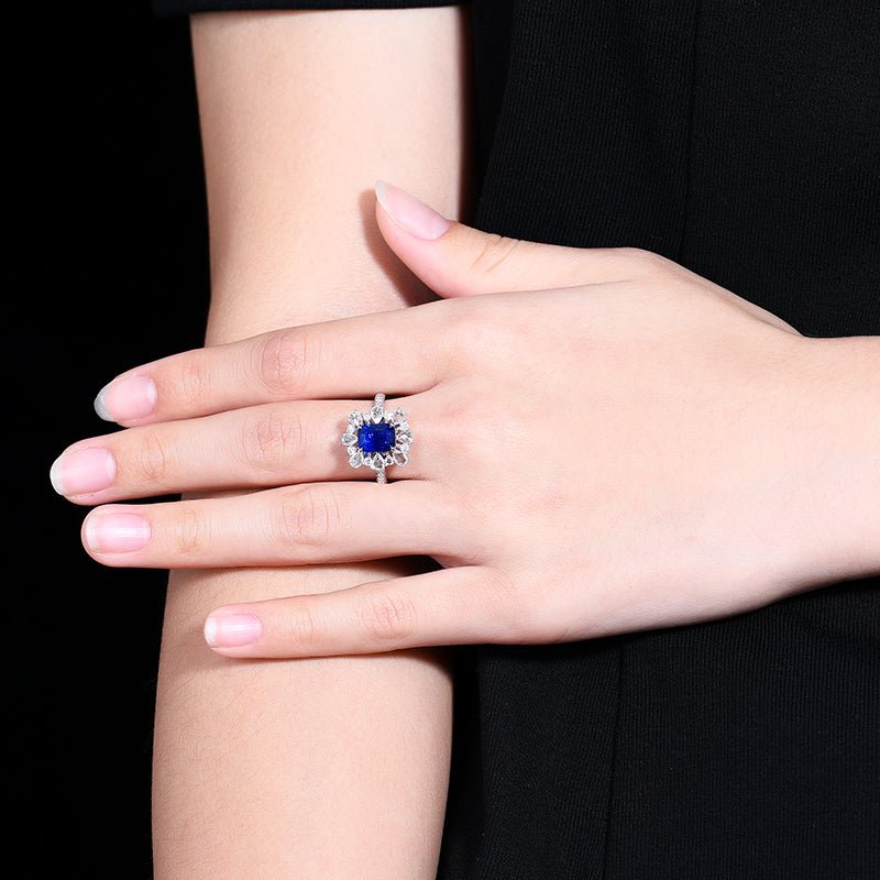 Sri Lanka Natural Royal Blue Ring/Pendant - Style A - Lotus Diamond