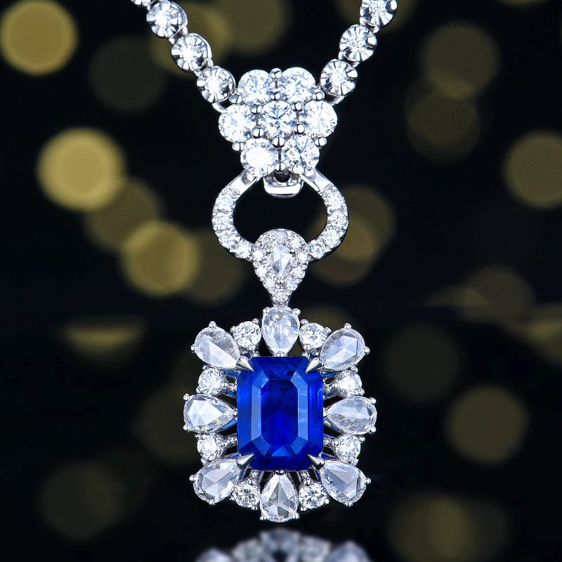 Sri Lanka Natural Royal Blue Ring/Pendant - Style A - Lotus Diamond