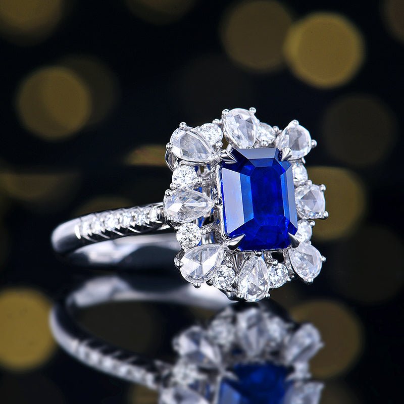 Sri Lanka Natural Royal Blue Ring/Pendant - Style A - Lotus Diamond