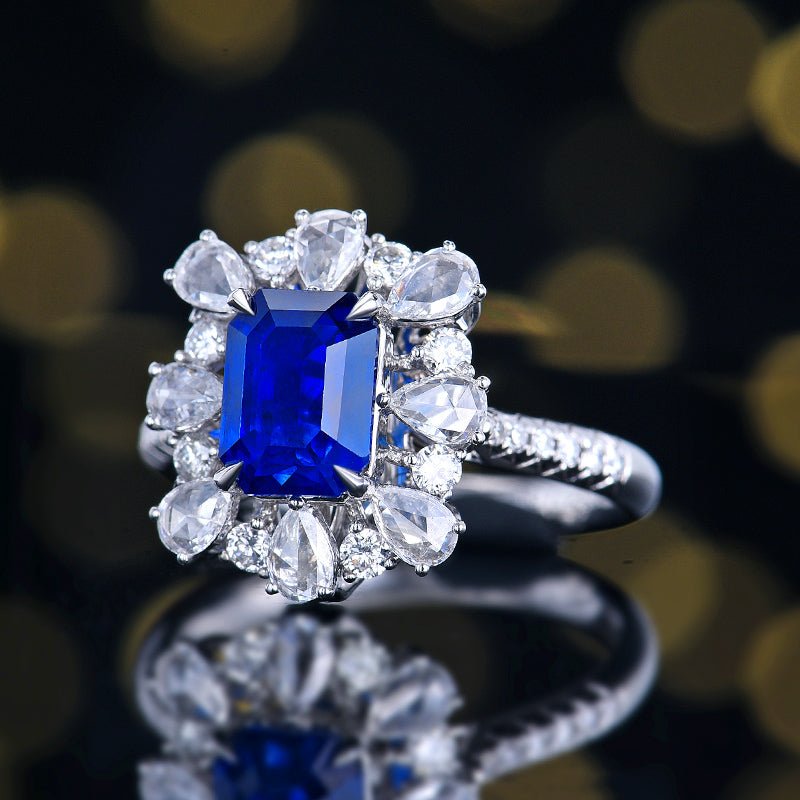 Sri Lanka Natural Royal Blue Ring/Pendant - Style A - Lotus Diamond