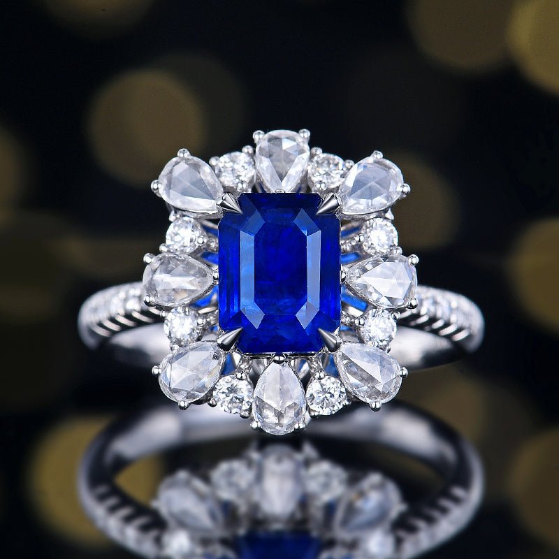 Sri Lanka Natural Royal Blue Ring/Pendant - Style A - Lotus Diamond
