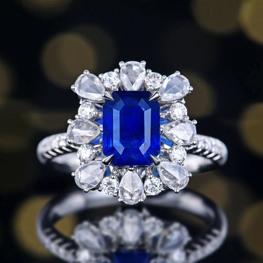 Sri Lanka Natural Royal Blue Ring/Pendant - Style A - Lotus Diamond