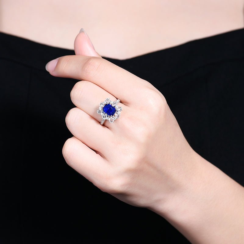 Sri Lanka Natural Royal Blue Ring/Pendant - Style A - Lotus Diamond