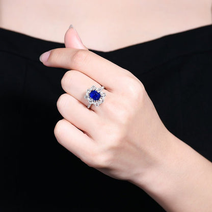 Sri Lanka Natural Royal Blue Ring/Pendant - Style A - Lotus Diamond