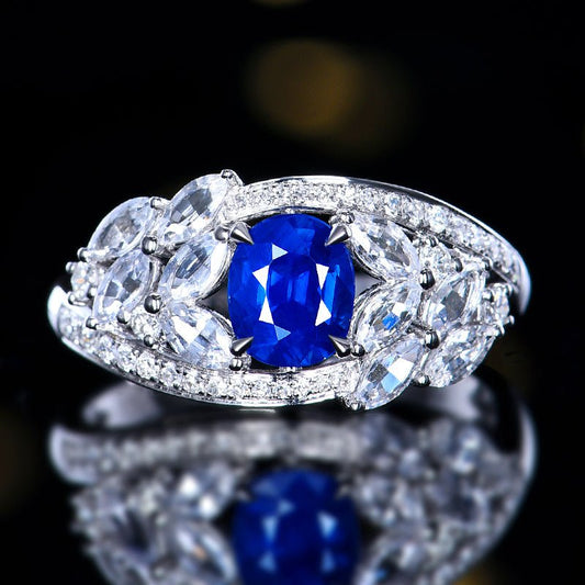 Sri Lanka natural Royal blue Royal Blue sapphire ring - Lotus Diamond