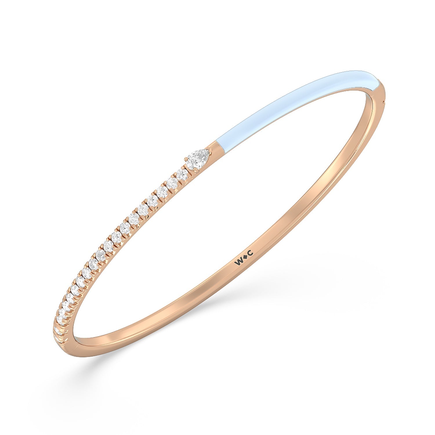Staple Pear Diamond Bangle in Ceramic - Lotus Diamond