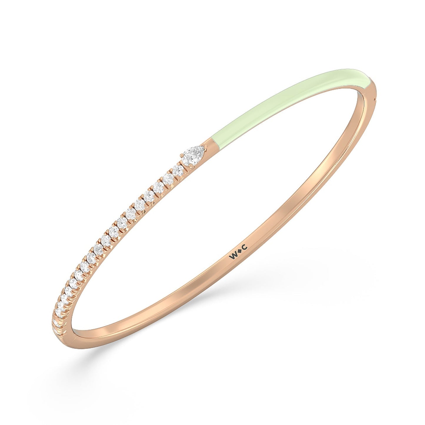 Staple Pear Diamond Bangle in Ceramic - Lotus Diamond
