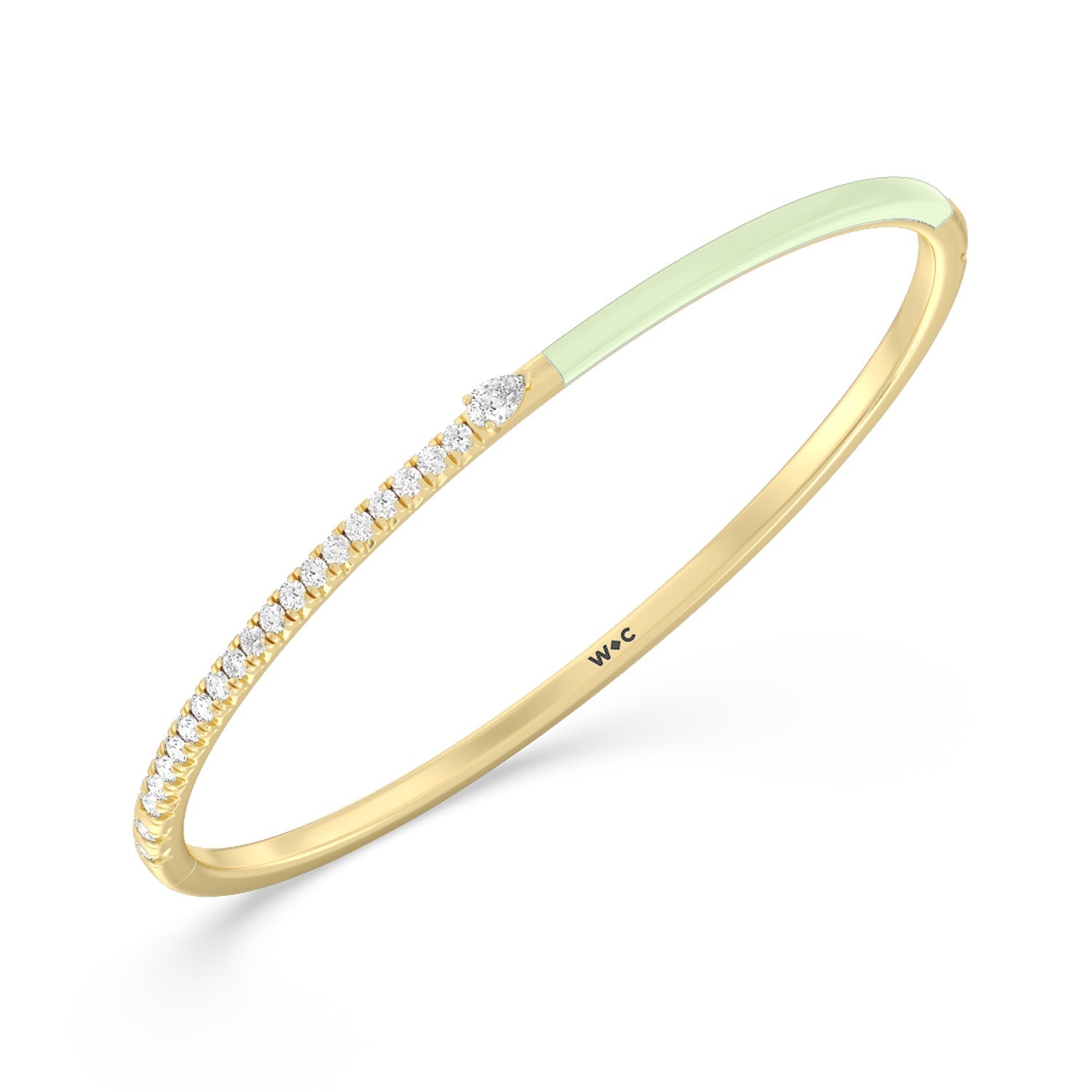 Staple Pear Diamond Bangle in Ceramic - Lotus Diamond