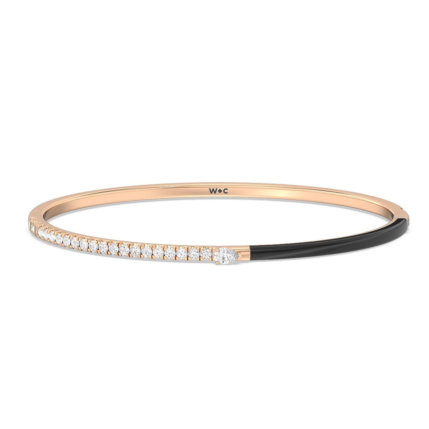 Staple Pear Diamond Bangle in Ceramic - Lotus Diamond