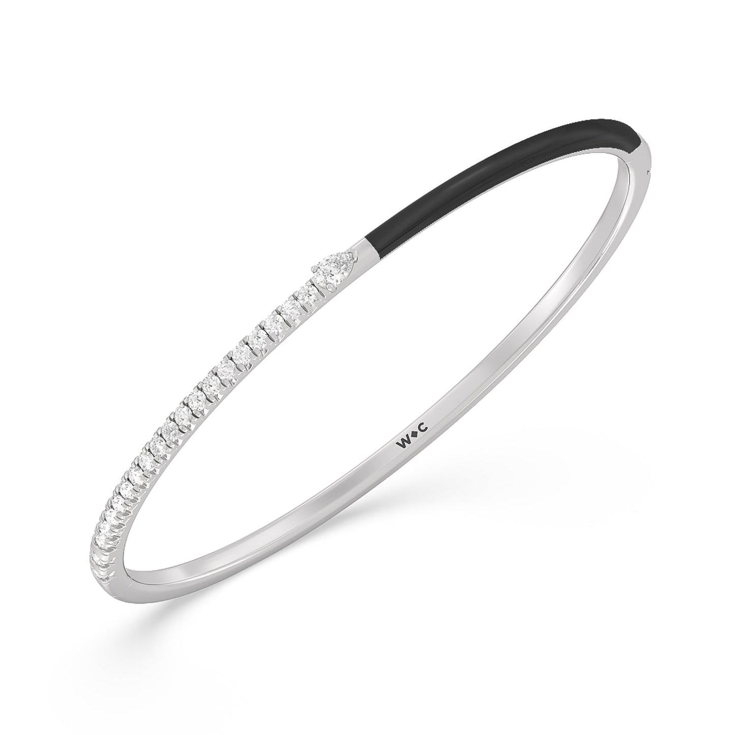 Staple Pear Diamond Bangle in Ceramic - Lotus Diamond