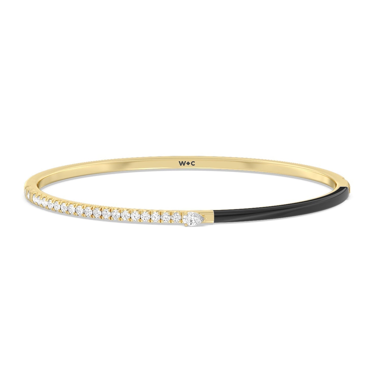 Staple Pear Diamond Bangle in Ceramic - Lotus Diamond