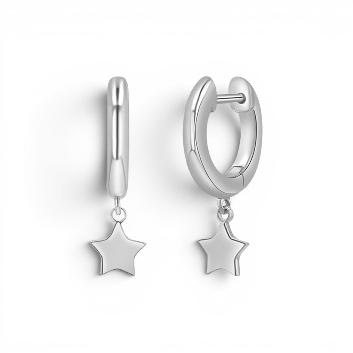 Star Charm Drop Huggies - Lotus Diamond