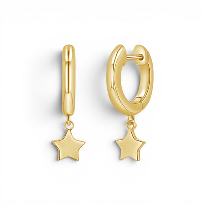 Star Charm Drop Huggies - Lotus Diamond
