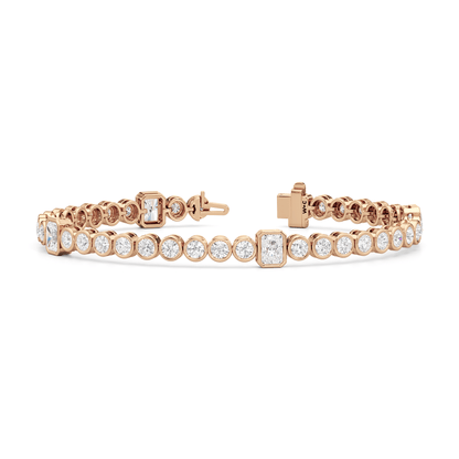 Stationed Radiant Bezel Set Tennis Bracelet - Lotus Diamond
