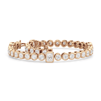 Stationed Radiant Bezel Set Tennis Bracelet - Lotus Diamond