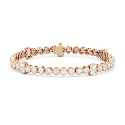 Stationed Radiant Bezel Set Tennis Bracelet - Lotus Diamond