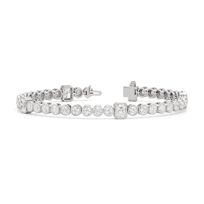 Stationed Radiant Bezel Set Tennis Bracelet - Lotus Diamond