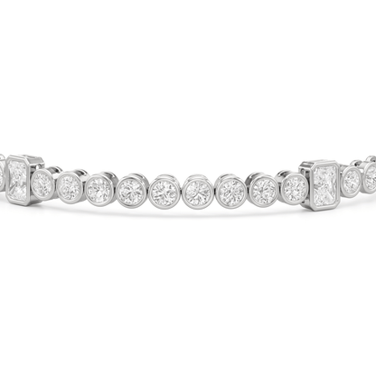 Stationed Radiant Bezel Set Tennis Bracelet - Lotus Diamond