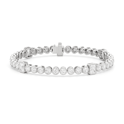 Stationed Radiant Bezel Set Tennis Bracelet - Lotus Diamond
