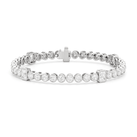 Stationed Radiant Bezel Set Tennis Bracelet - Lotus Diamond