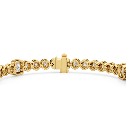 Stationed Radiant Bezel Set Tennis Bracelet - Lotus Diamond